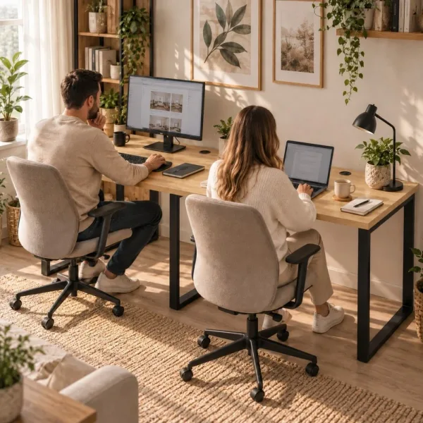 Biurko podwójne Iron Duo Loft - Dąb Artisan