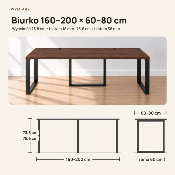 Biurko podwójne Iron Duo Loft - Orzech