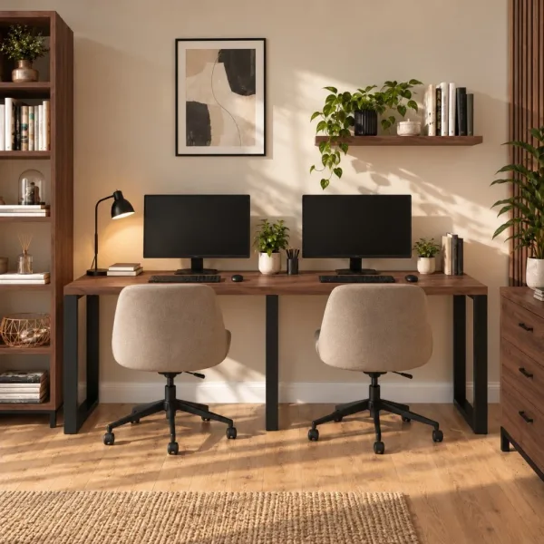 Biurko podwójne Iron Duo Loft - Orzech