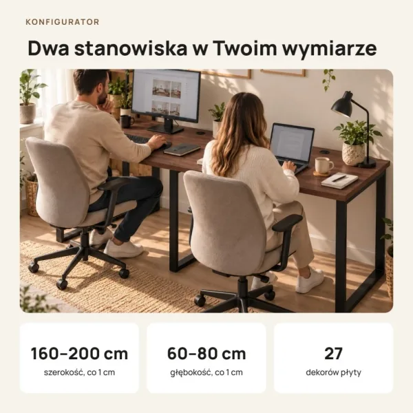 Biurko podwójne Iron Duo Loft - Orzech