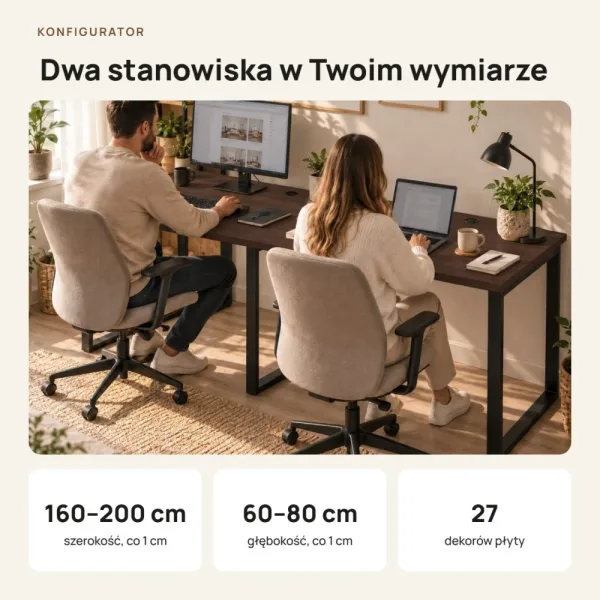 Biurko podwójne Iron Duo Loft - Wenge