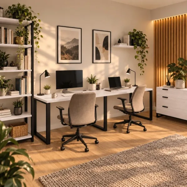 Biurko podwójne Iron Duo Loft - Sosna