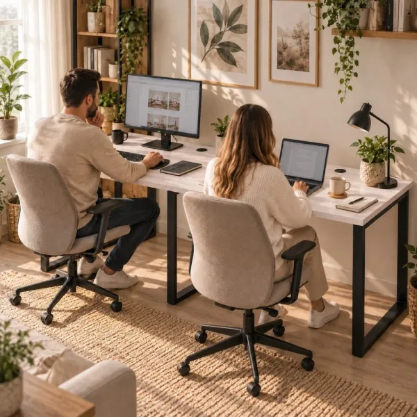 Biurko podwójne Iron Duo Loft - Sosna