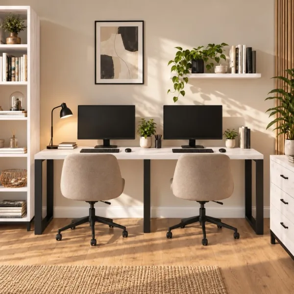 Biurko podwójne Iron Duo Loft - Sosna