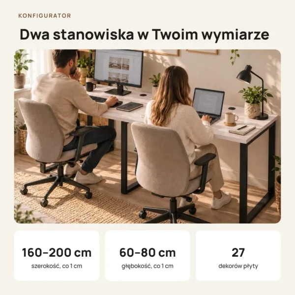 Biurko podwójne Iron Duo Loft - Sosna