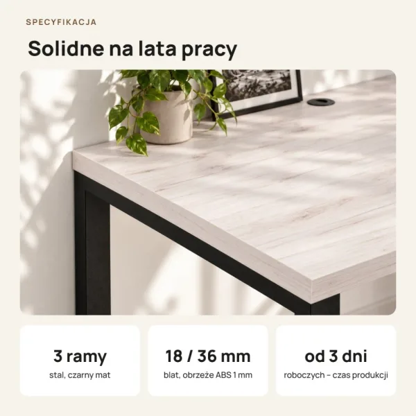 Biurko podwójne Iron Duo Loft - Sosna