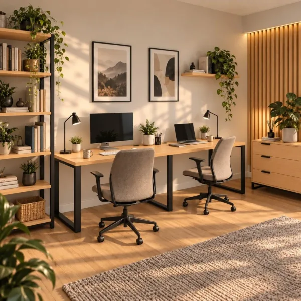 Biurko podwójne Iron Duo Loft - Buk