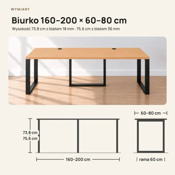 Biurko podwójne Iron Duo Loft - Buk
