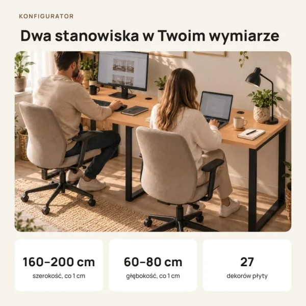 Biurko podwójne Iron Duo Loft - Buk