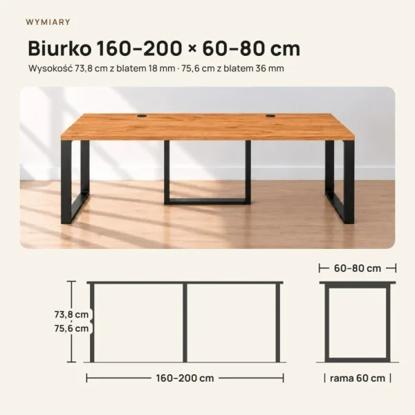 Biurko podwójne Iron Duo Loft - Olcha