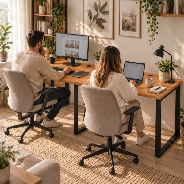 Biurko podwójne Iron Duo Loft - Olcha