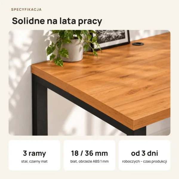 Biurko podwójne Iron Duo Loft - Olcha