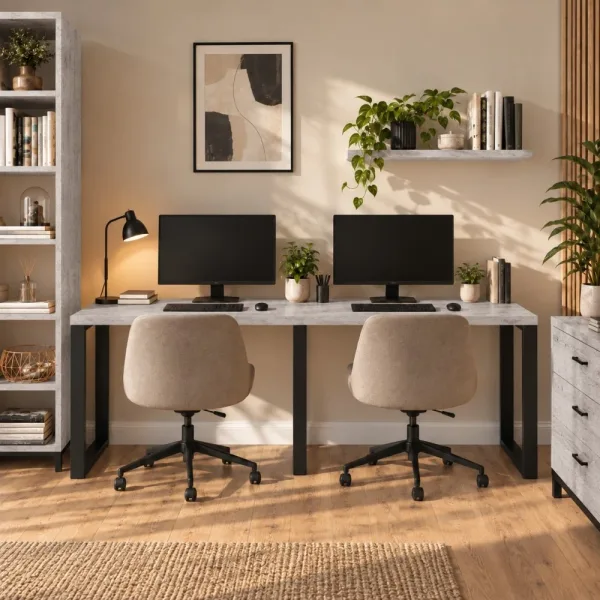 Biurko podwójne Iron Duo Loft - Beton