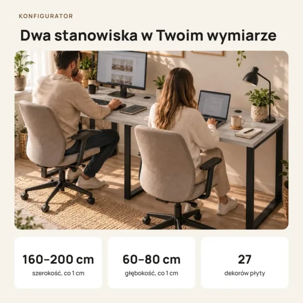 Biurko podwójne Iron Duo Loft - Beton