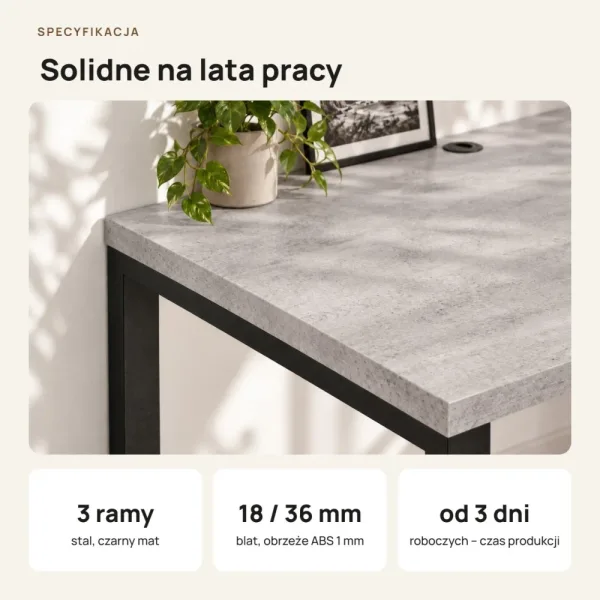 Biurko podwójne Iron Duo Loft - Beton