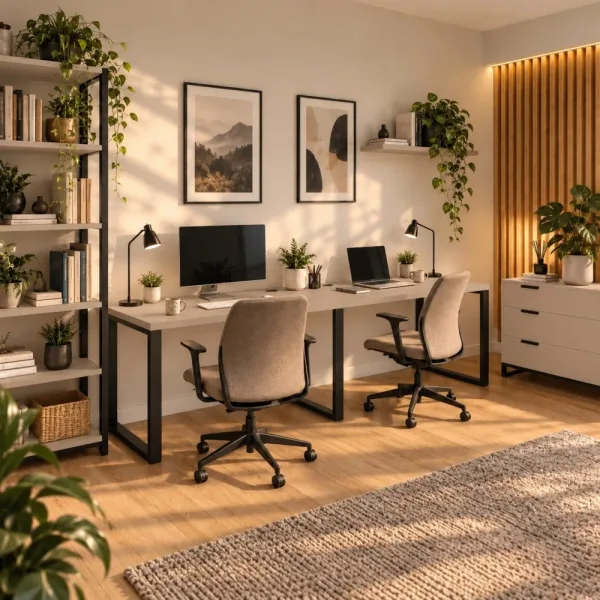 Biurko podwójne Iron Duo Loft - Cappuccino