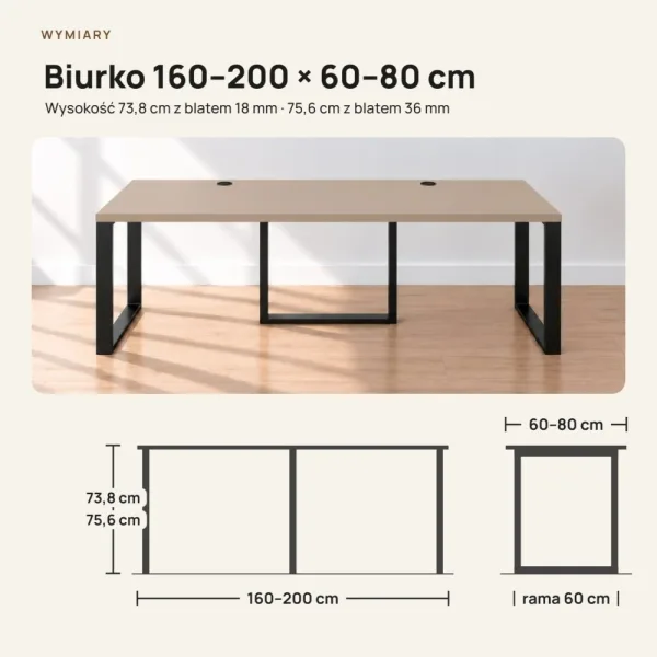 Biurko podwójne Iron Duo Loft - Cappuccino