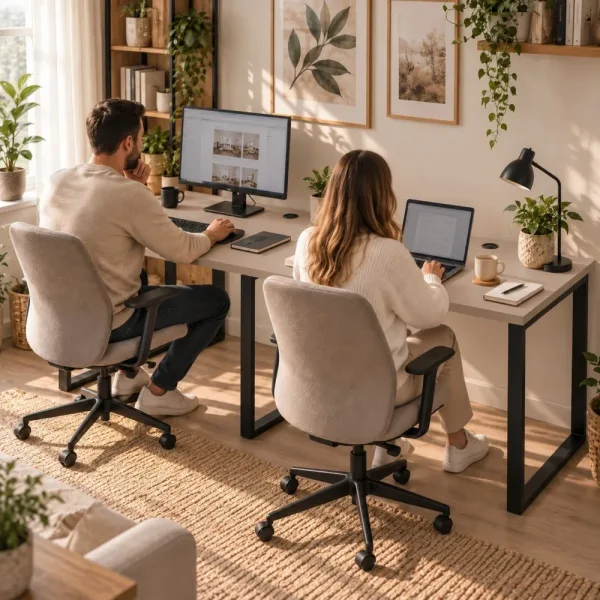 Biurko podwójne Iron Duo Loft - Cappuccino