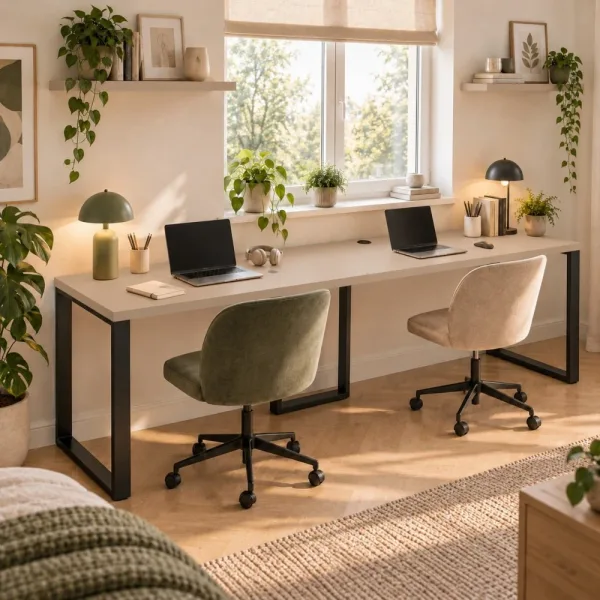 Biurko podwójne Iron Duo Loft - Cappuccino