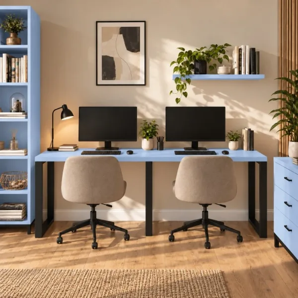 Biurko podwójne Iron Duo Loft - Niebieski