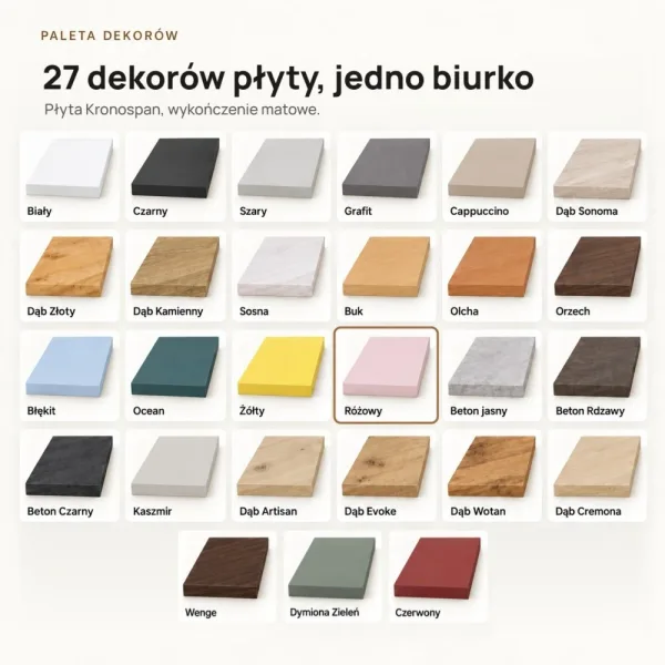 Biurko podwójne Iron Duo Loft - Różowy
