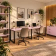 Biurko podwójne Iron Duo Loft - Różowy