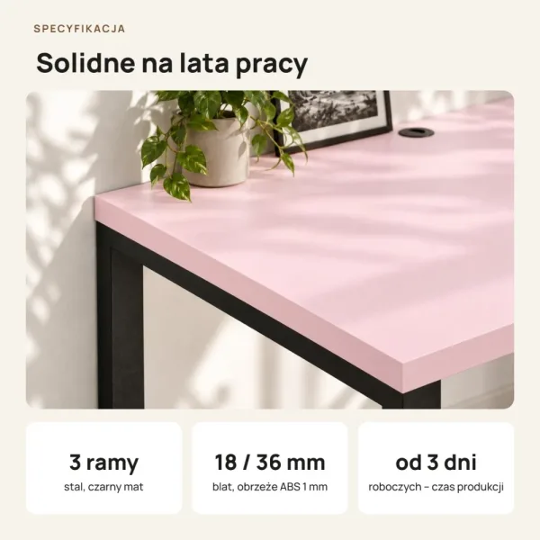 Biurko podwójne Iron Duo Loft - Różowy