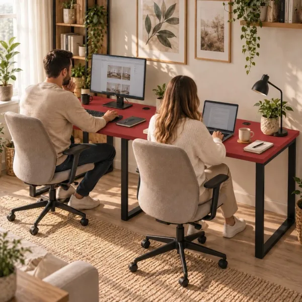 Biurko podwójne Iron Duo Loft - Czerwony
