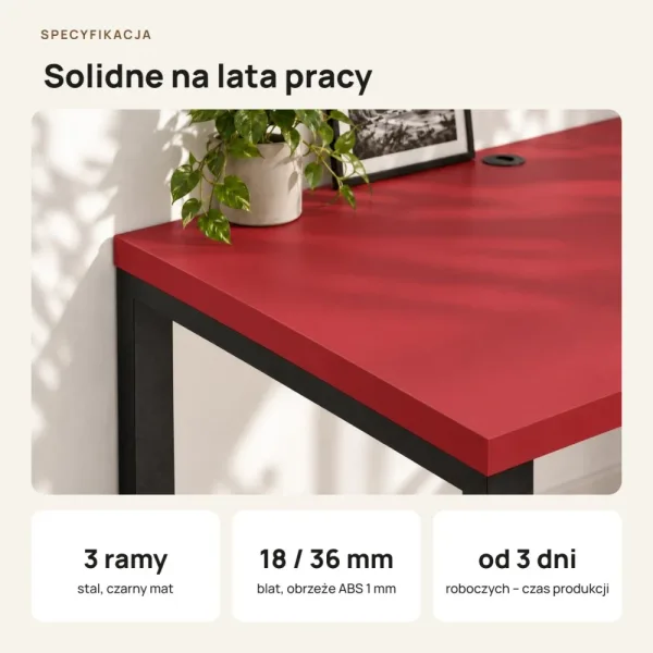 Biurko podwójne Iron Duo Loft - Czerwony