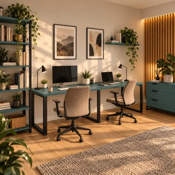 Biurko podwójne Iron Duo Loft - Zielony