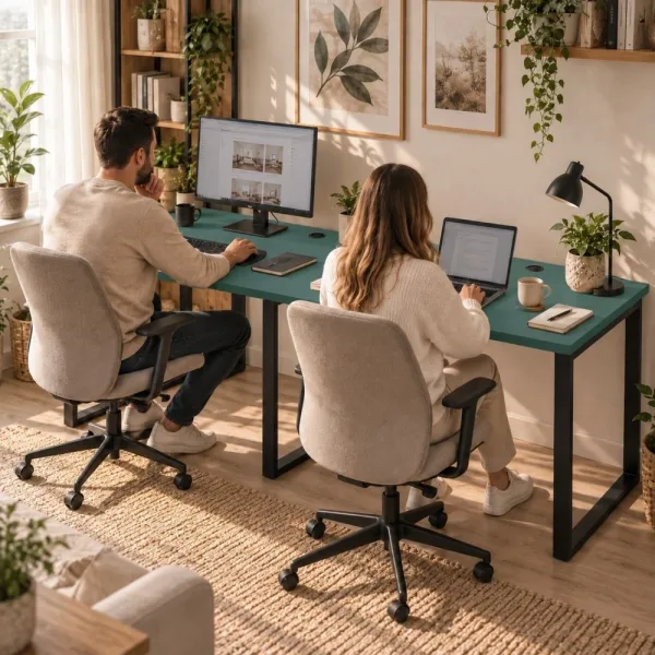 Biurko podwójne Iron Duo Loft - Zielony