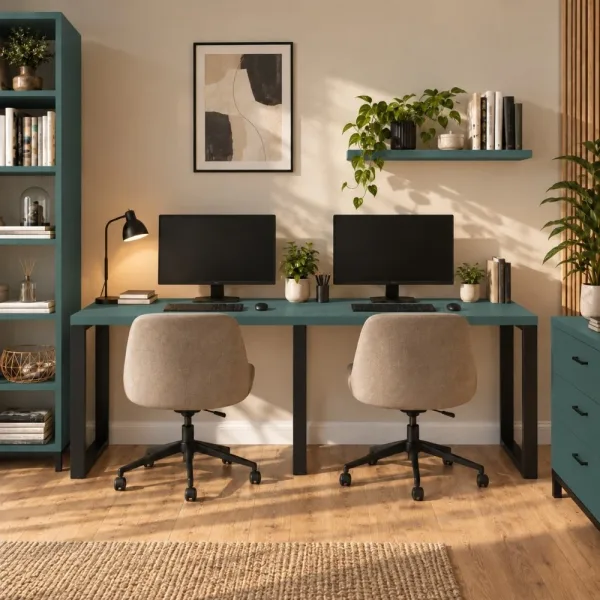 Biurko podwójne Iron Duo Loft - Zielony