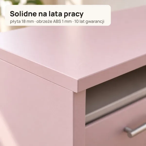 Biurko lekarskie narożne z szufladami - Różowe