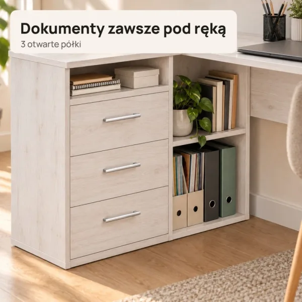 Biurko lekarskie narożne z szufladami - Sosna