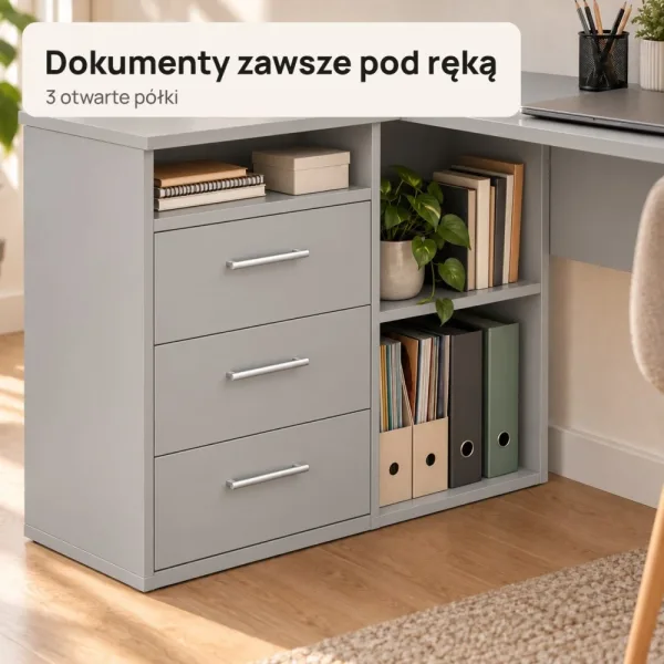 Biurko lekarskie narożne z szufladami - Szare