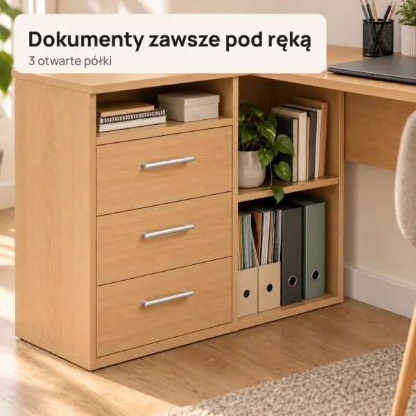 Biurko lekarskie narożne z szufladami - Buk