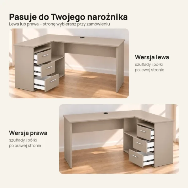 Biurko lekarskie narożne z szufladami - Cappuccino