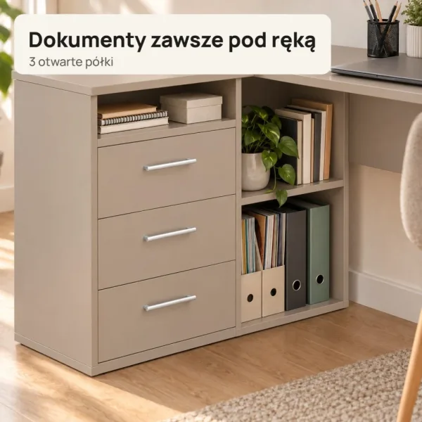 Biurko lekarskie narożne z szufladami - Cappuccino
