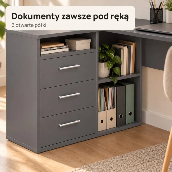 Biurko lekarskie narożne z szufladami - Grafit
