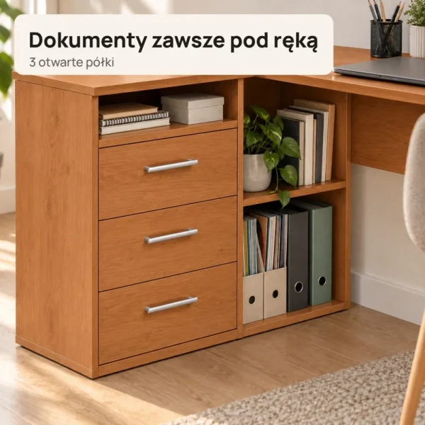 Biurko lekarskie narożne z szufladami - Olcha