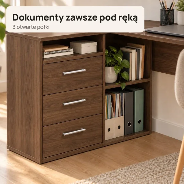 Biurko lekarskie narożne z szufladami - Orzech