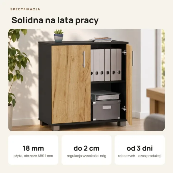Komoda biurowa na dokumenty - Czarny / Dąb Złoty