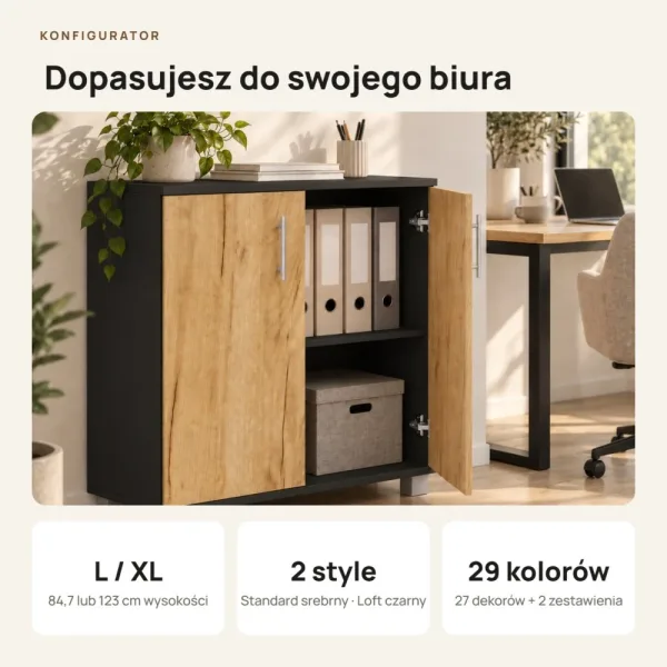 Komoda biurowa na dokumenty - Czarny / Dąb Złoty