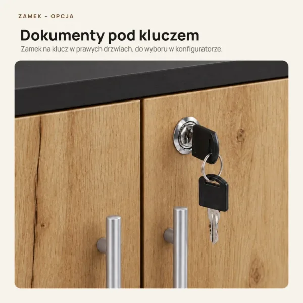 Komoda biurowa na dokumenty - Czarny / Dąb Złoty