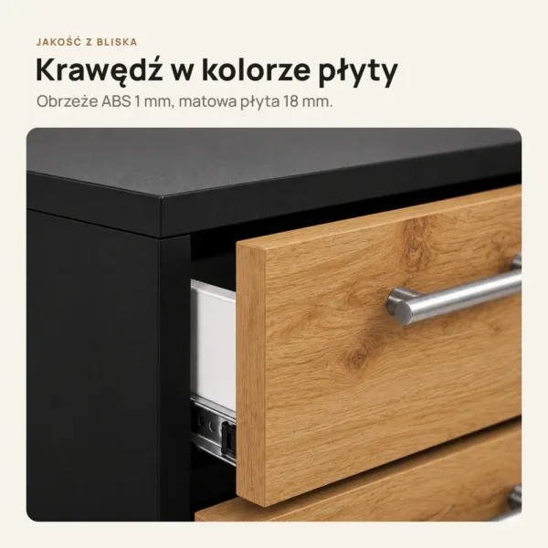 Kontenerek pod biurko - Czarny/ Dąb Złoty