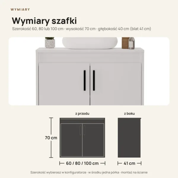 Wisząca łazienkowa szafka pod umywalkę - Biała