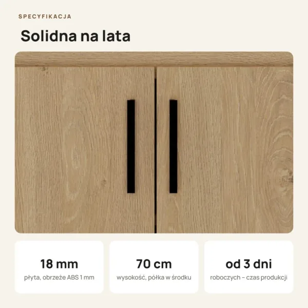 Wisząca łazienkowa szafka pod umywalkę - Dąb Kamienny