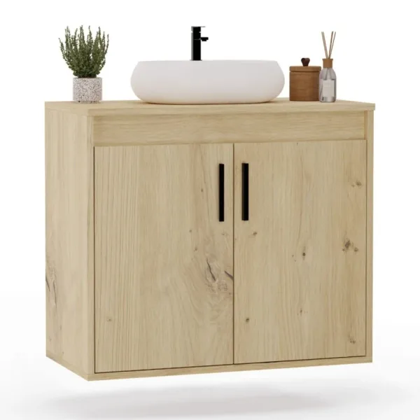 Wisząca łazienkowa szafka pod umywalkę - Dąb Artisan