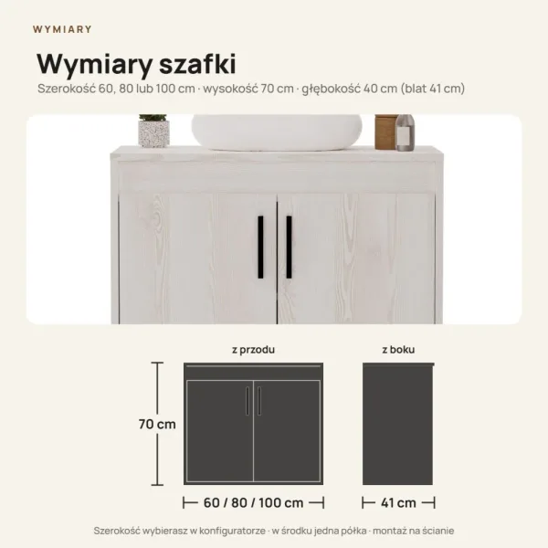Wisząca łazienkowa szafka pod umywalkę - Sosna