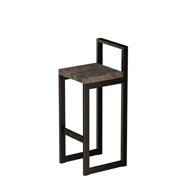 Metalowy Hoker loft z oparciem - Beton rdzawy